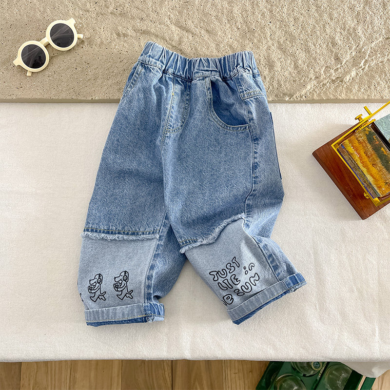 男童春秋拼接牛仔裤2025新款儿童洋气裤子中小童长裤男宝春季童装,童装/婴儿装/亲子装,儿童牛仔裤,淘宝优惠券,粉丝福利购,淘宝优惠卷