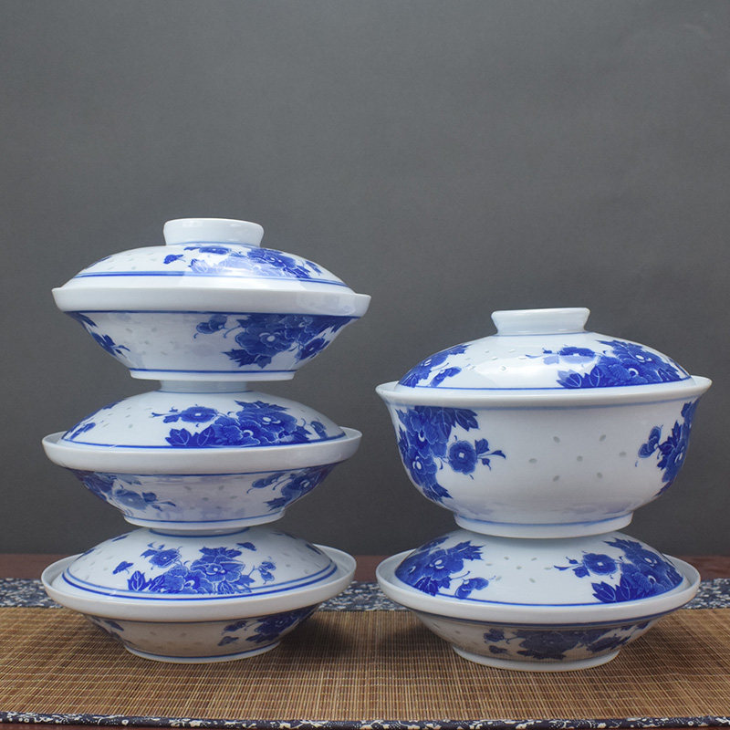 景德镇青花玲珑陶瓷盖盘盖碗盖盘高温瓷盘子带盖菜盘汤碗 7寸合器,餐饮具,盘,淘宝优惠券,粉丝福利购,淘宝优惠卷