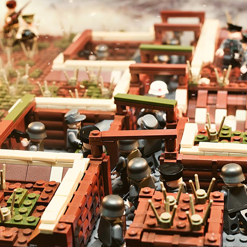 军事小人仔战壕碉堡儿童拼装积木