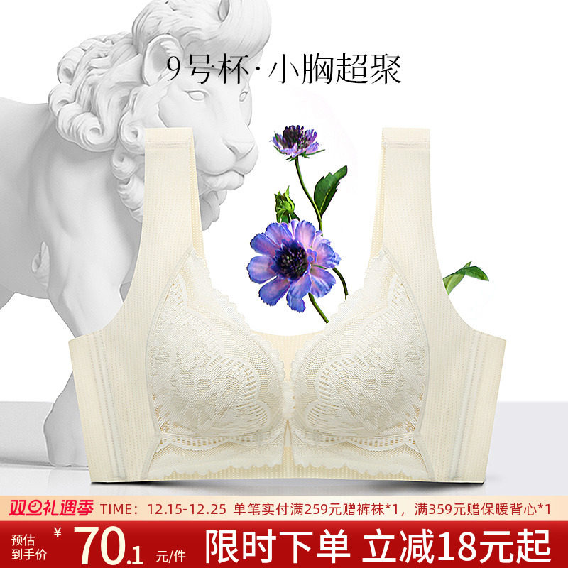 润微前扣无钢圈小胸聚拢文胸