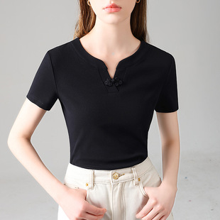 2025夏季新款拉丁舞上衣女短袖交谊舞练功服高级感国标摩登舞服装