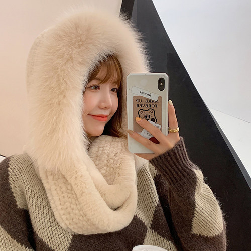 新款风雪帽女狐狸毛皮草保暖帽子