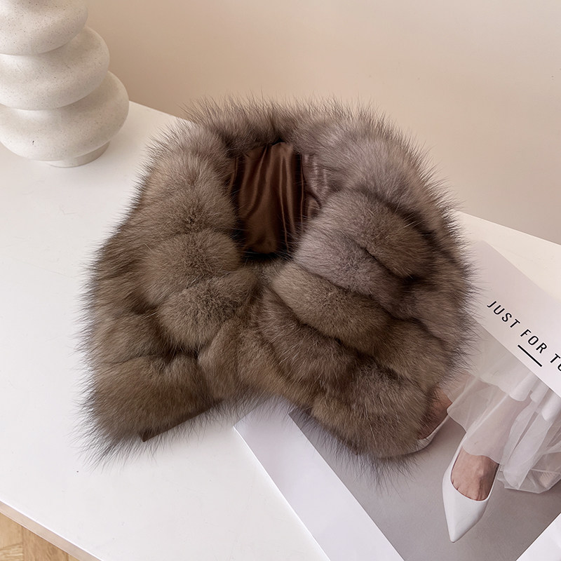 高品质紫貂围脖短款磁扣皮草毛领