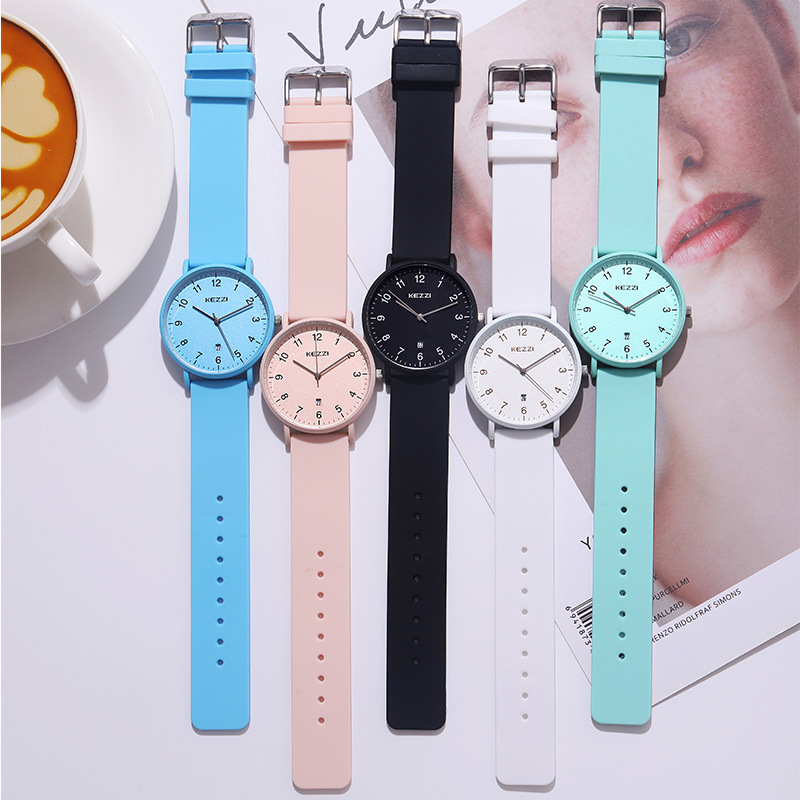 kezzi新款手表女生潮流时尚糖果色考试工厂中小学生表