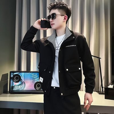新款工装外套男士痞帅立领夹克