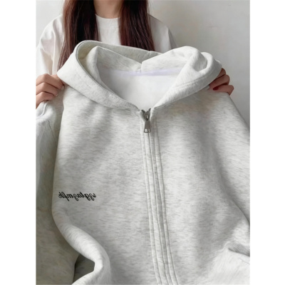 连帽卫衣女宽松oversize开衫外套