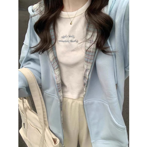 连帽卫衣女宽松oversize开衫外套