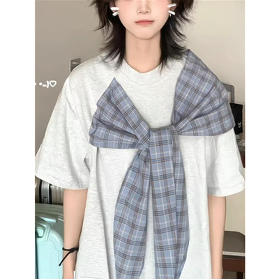 蝴蝶结短袖t恤女宽松半袖上衣服