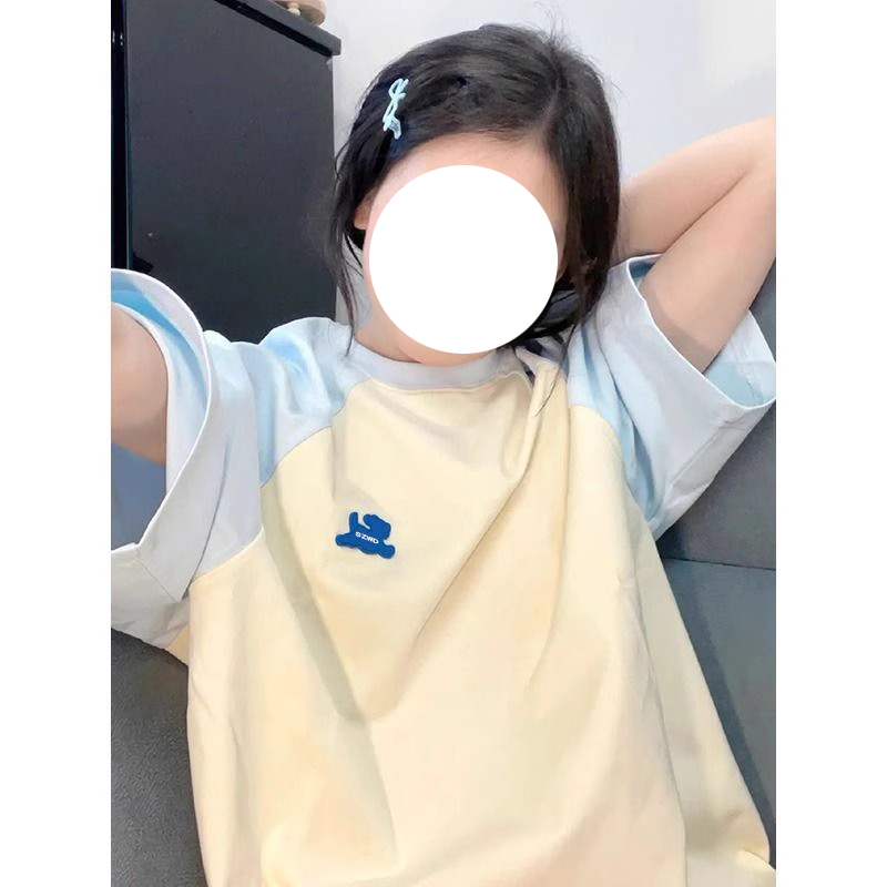 纯棉插肩短袖T恤女宽松半袖上衣