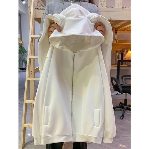 连帽卫衣女宽松oversize开衫外套