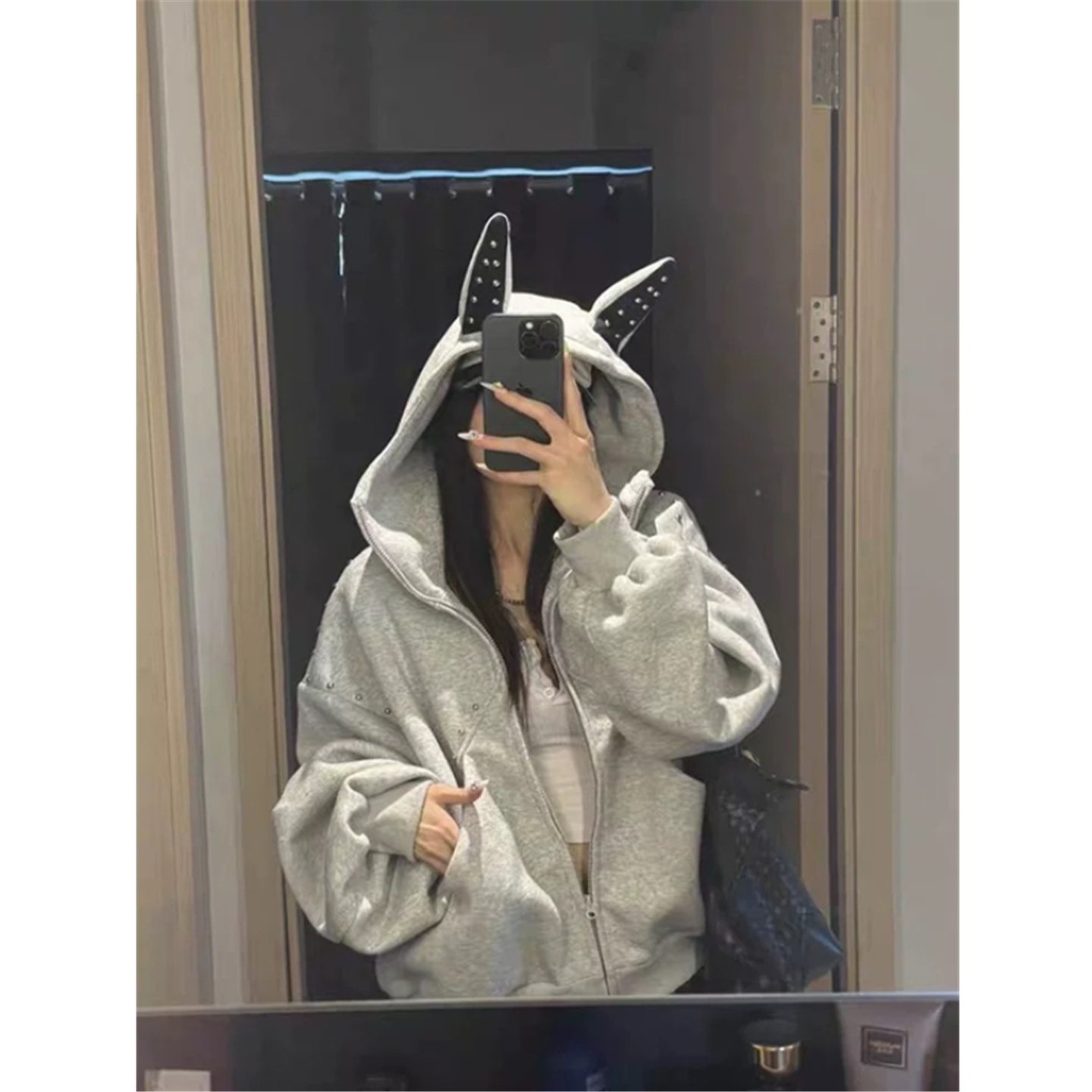 连帽卫衣女宽松oversize开衫外套