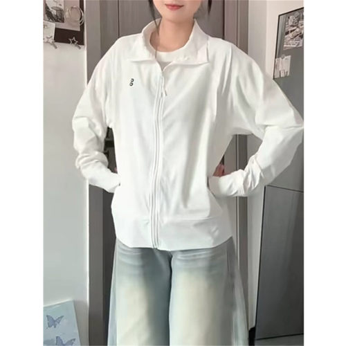 白色立领防晒衣女宽松外套防晒服