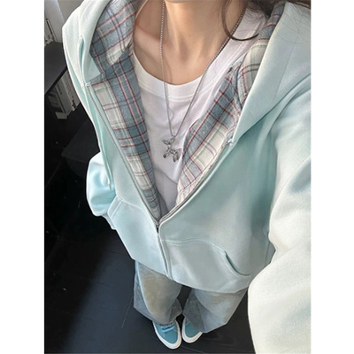 连帽卫衣女宽松oversize开衫外套