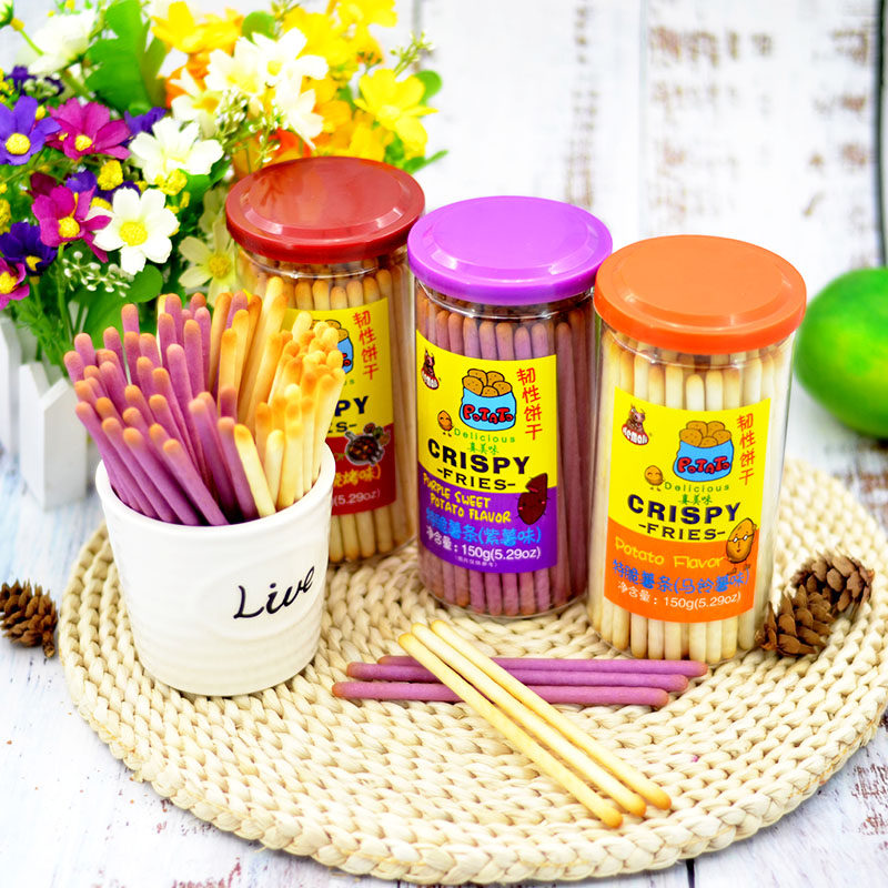 河马莉特脆马铃薯条土豆棒手指饼干紫薯烧烤味儿童磨牙棒休闲零食