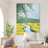 手绘油画轻风物语北欧风肌理画沙发背景客厅装 饰画山水画风景挂画