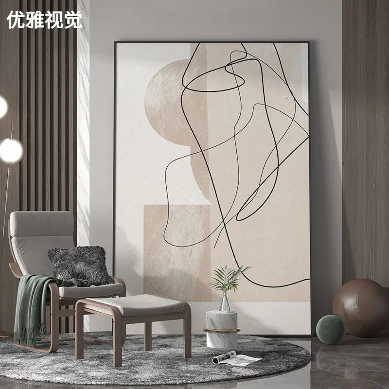 玄关装饰画极简线条抽象人物走廊过道挂画高级入户门正对墙挂画