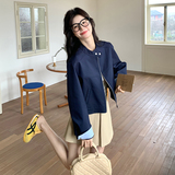 甜酷风休闲短外套外套女春秋2025新款小个子藏青色上衣别致超好看，女装短外套，丽人依阁