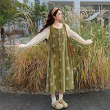 2615kp165k265假两件拼接连衣裙女长款2026春季新款韩版刺绣A字裙，女装连衣裙，2B105