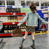 2501款p145K208拼接包边牛仔短外套女2025春季新款小个子时尚夹克，女装短外套，丽人依阁
