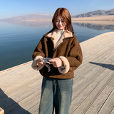 2569KP195k288麂皮绒双面穿外套宽松加厚保暖夹克2025冬季新款，女装短外套，丽人依阁