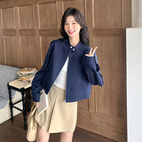甜酷风休闲短外套外套女春秋2025新款小个子藏青色上衣别致超好看，女装短外套，丽人依阁