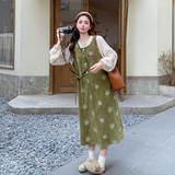 2615kp165k265假两件拼接连衣裙女长款2026春季新款韩版刺绣A字裙，女装连衣裙，2B105