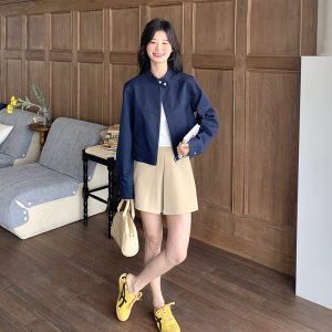 甜酷风休闲短外套外套女春秋2025新款小个子藏青色上衣别致超好看，女装短外套，丽人依阁