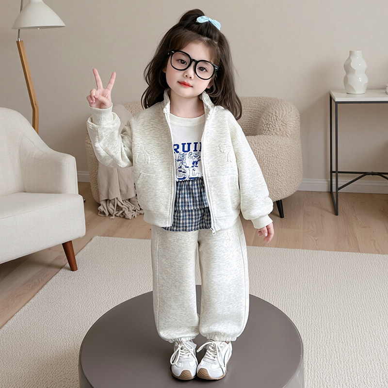 女童春秋运动套装2026新款儿童洋气卫衣休闲衣服小女孩可爱两件套