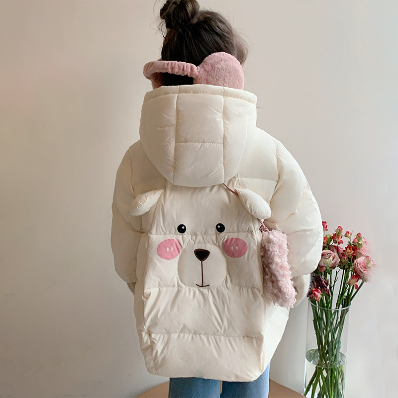 女童卡通小熊连帽羽绒服