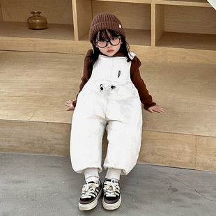 女童羽绒裤2025新款儿童冬季白鸭绒加厚保暖背带裤女宝宝冬装裤子
