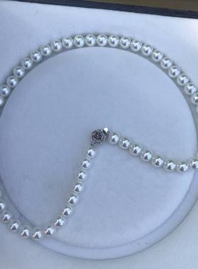 天然澳白海水母贝壳珍珠项链女正圆强光港风高级感轻奢小众锁骨链