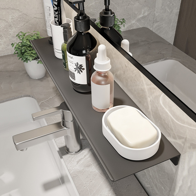 卫生间水龙头置物架洗漱台镜前一字平板洗手间浴室收纳免打孔加厚