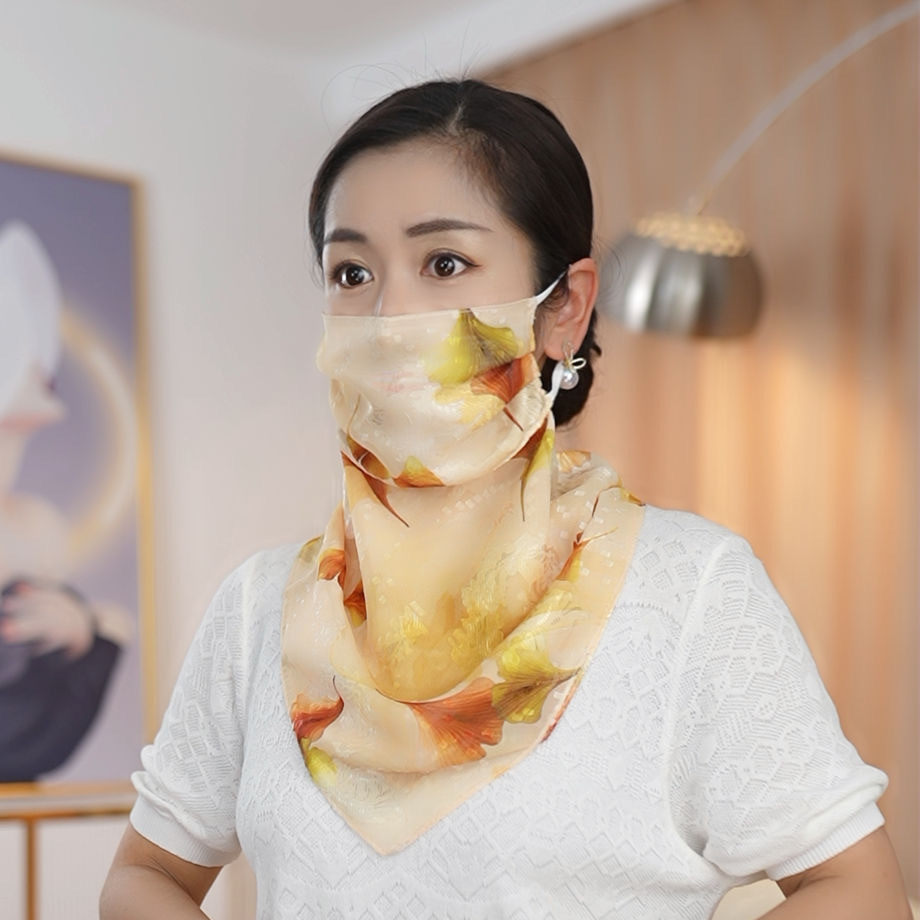 夏季防晒护颈女防紫外线面罩带围脖薄款透气全脸遮脸丝巾面纱