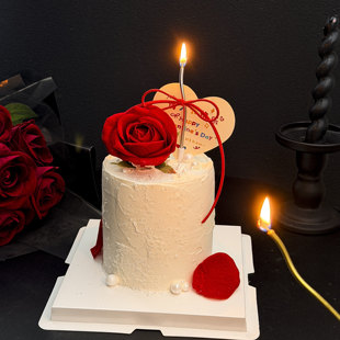 2026情人节蛋糕装饰插牌情侣告白祝福语爱心卡片蜡烛玫瑰花插件