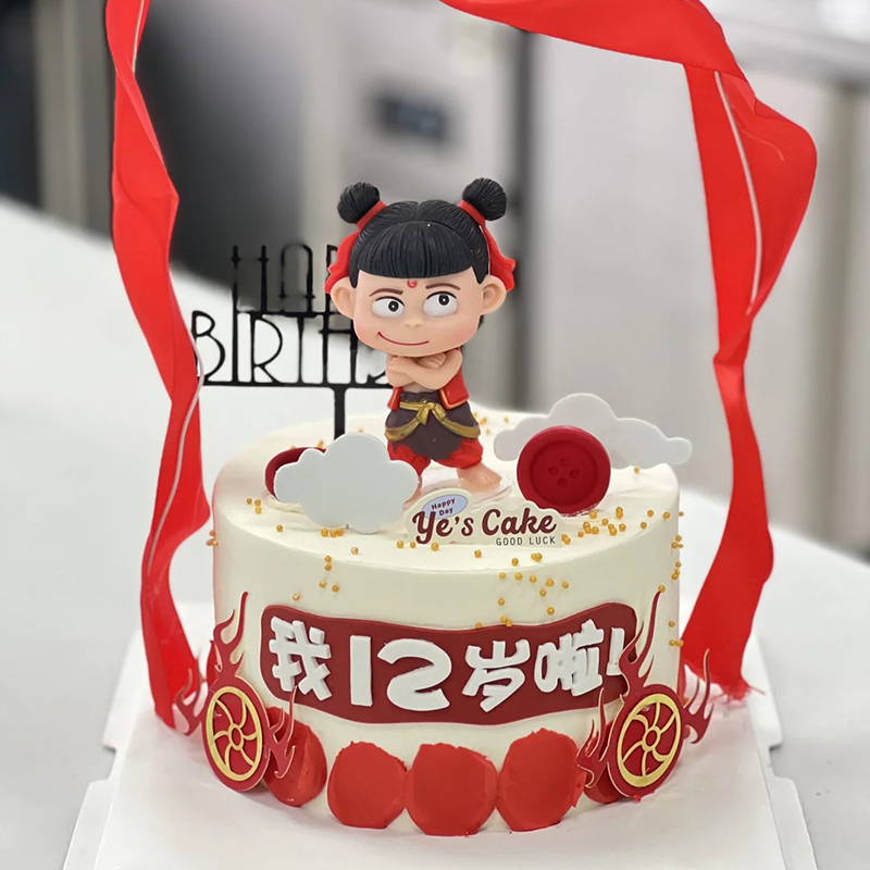 哪吒三太子蛋糕装饰网红神话