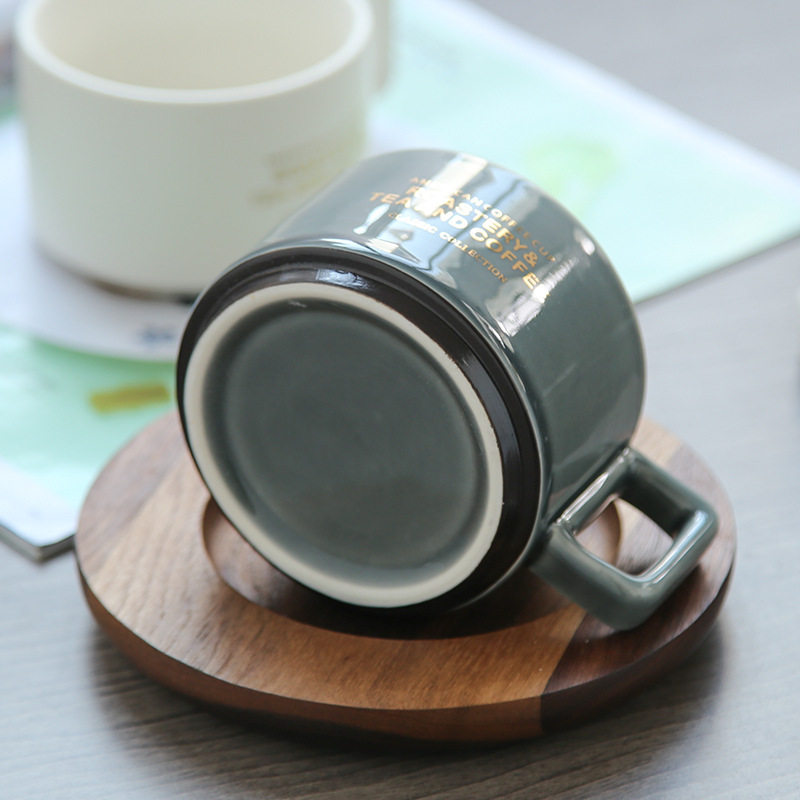 美式咖啡杯 时尚复古陶瓷杯子 水杯 马克杯带勺碟子杯托订制