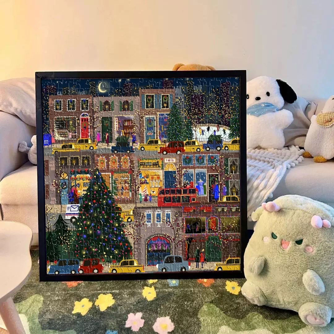 金箔Galison圣诞节冬灯拼图礼物