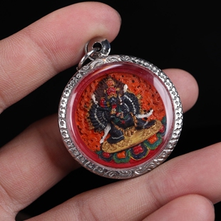 手工彩绘制作随身大威德金刚擦擦嘎乌盒吊坠