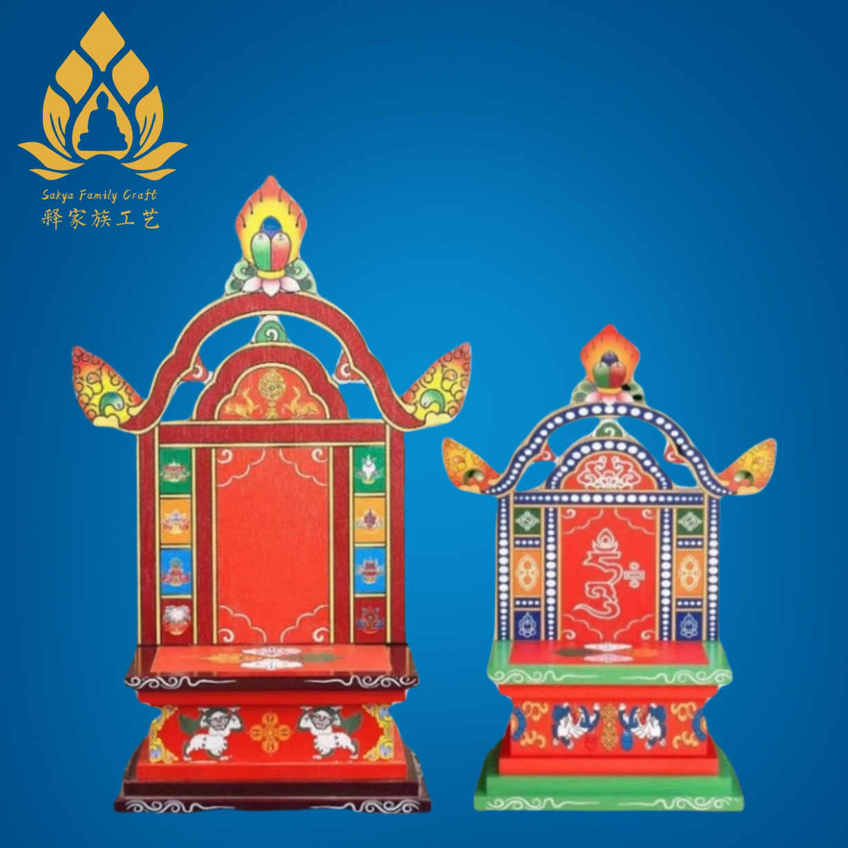尼泊尔手工彩绘实木佛龛家用供奉佛像底座供桌座台橡胶木神台供架