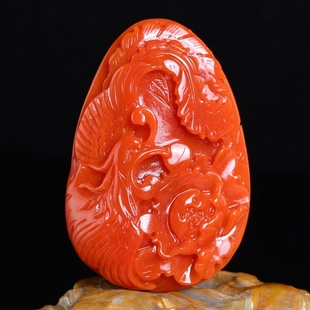 天然南红玛瑙吊坠满色满肉精雕项链挂坠男女挂件款 饰品生日礼物