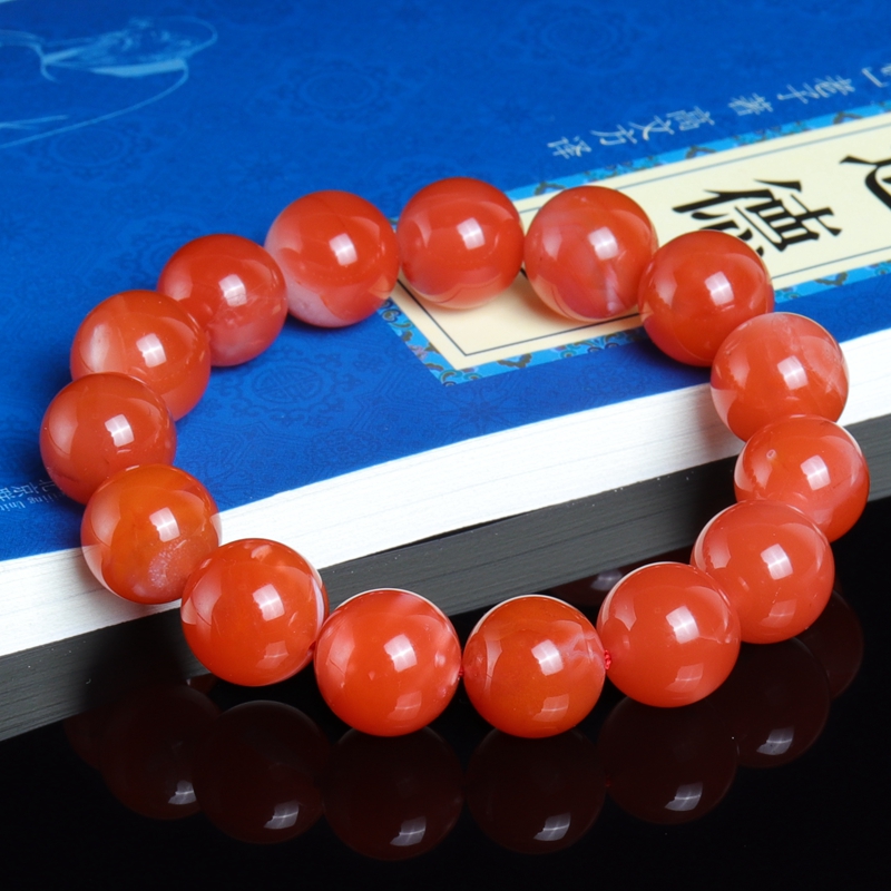 手链天然保山南红红白料