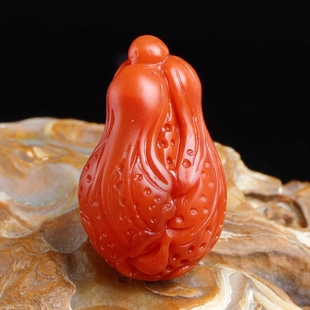 天然南红玛瑙吊坠满色满肉招财白菜百财挂坠男女款 饰品生日礼物