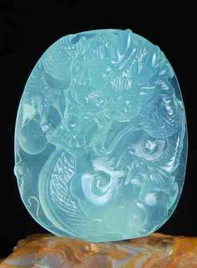 天然天青冻吊坠岫玉雕刻挂件