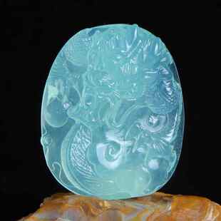 天然天青冻吊坠岫玉雕刻挂件 挂坠男女款生日礼物饰品送鉴定证书