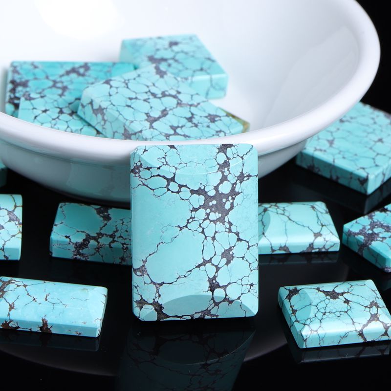 天然绿松石高瓷无事牌