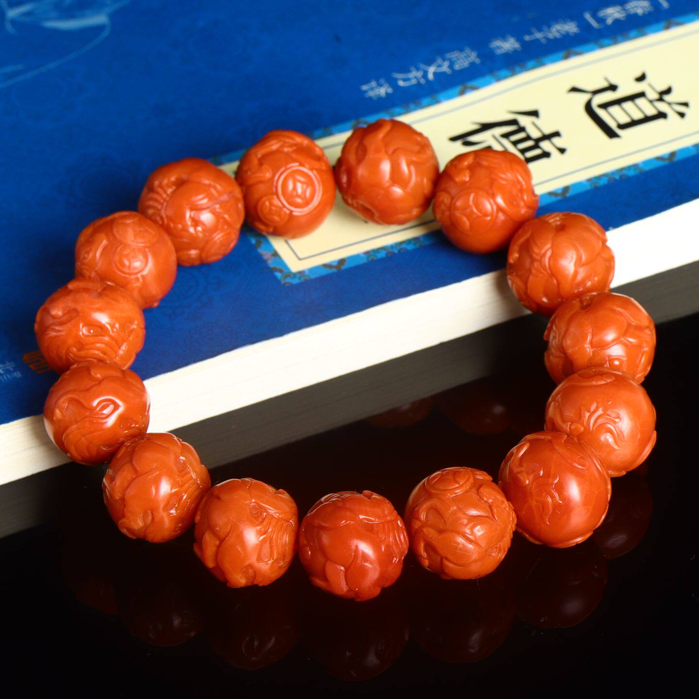 天然南红玛瑙手链雕刻马手串马上有钱男女款礼物饰品送鉴定证书