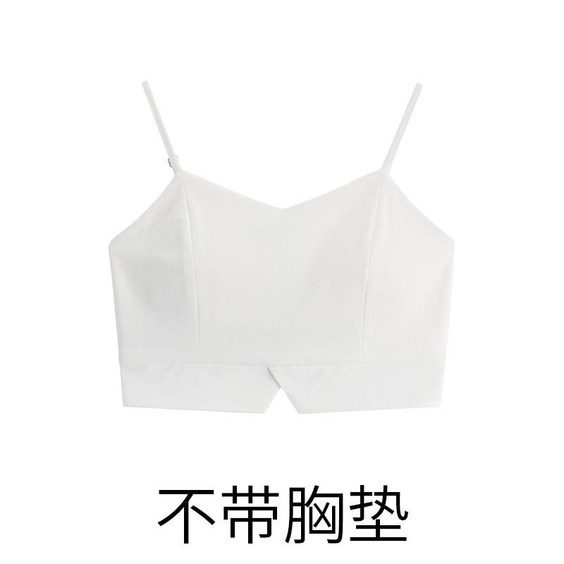 百搭小吊带背心短款女黑色抹胸带胸垫外穿西装内搭美背锁骨上衣