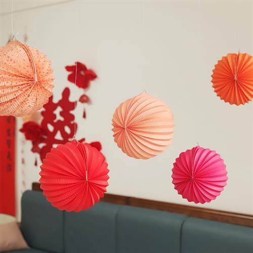 婚房蜂窝球西瓜灯笼纸灯笼吊顶装饰品订婚布置结婚用品