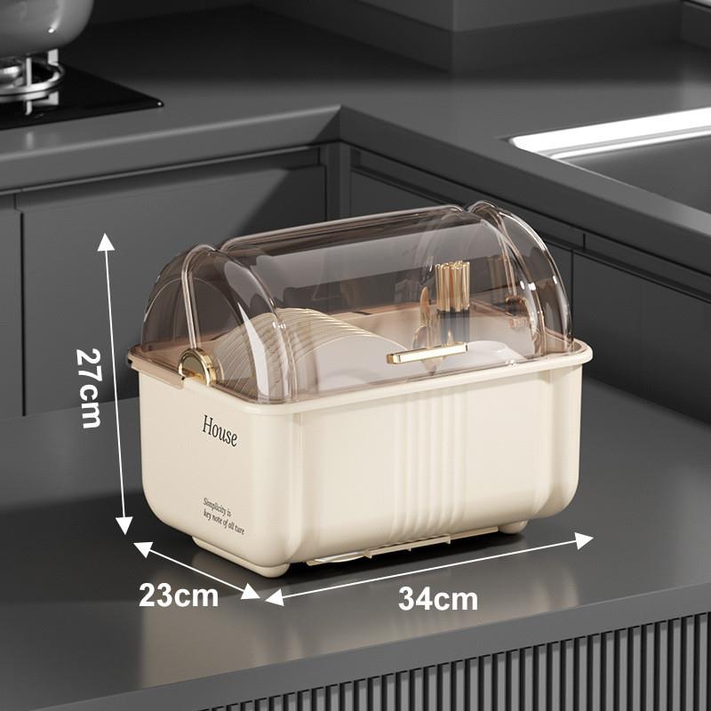 碗架碗筷收纳盒沥水碗柜带盖装餐具碗碟收纳架家用碗盘箱置物架子