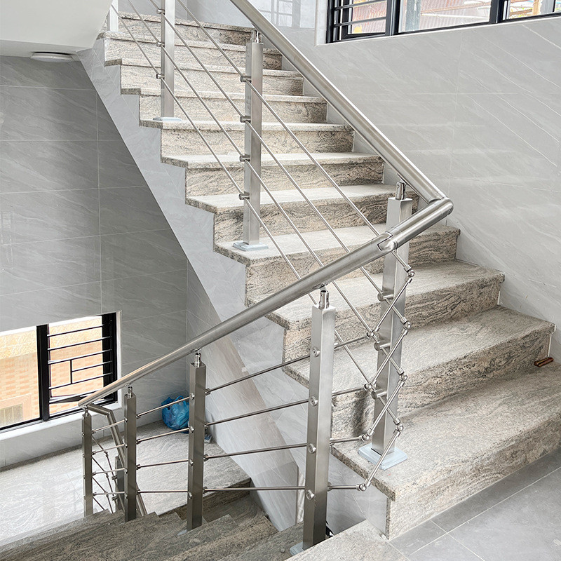 不锈钢楼梯扶手护栏农村自建房阳台护栏别墅室内家用楼梯栏杆立柱